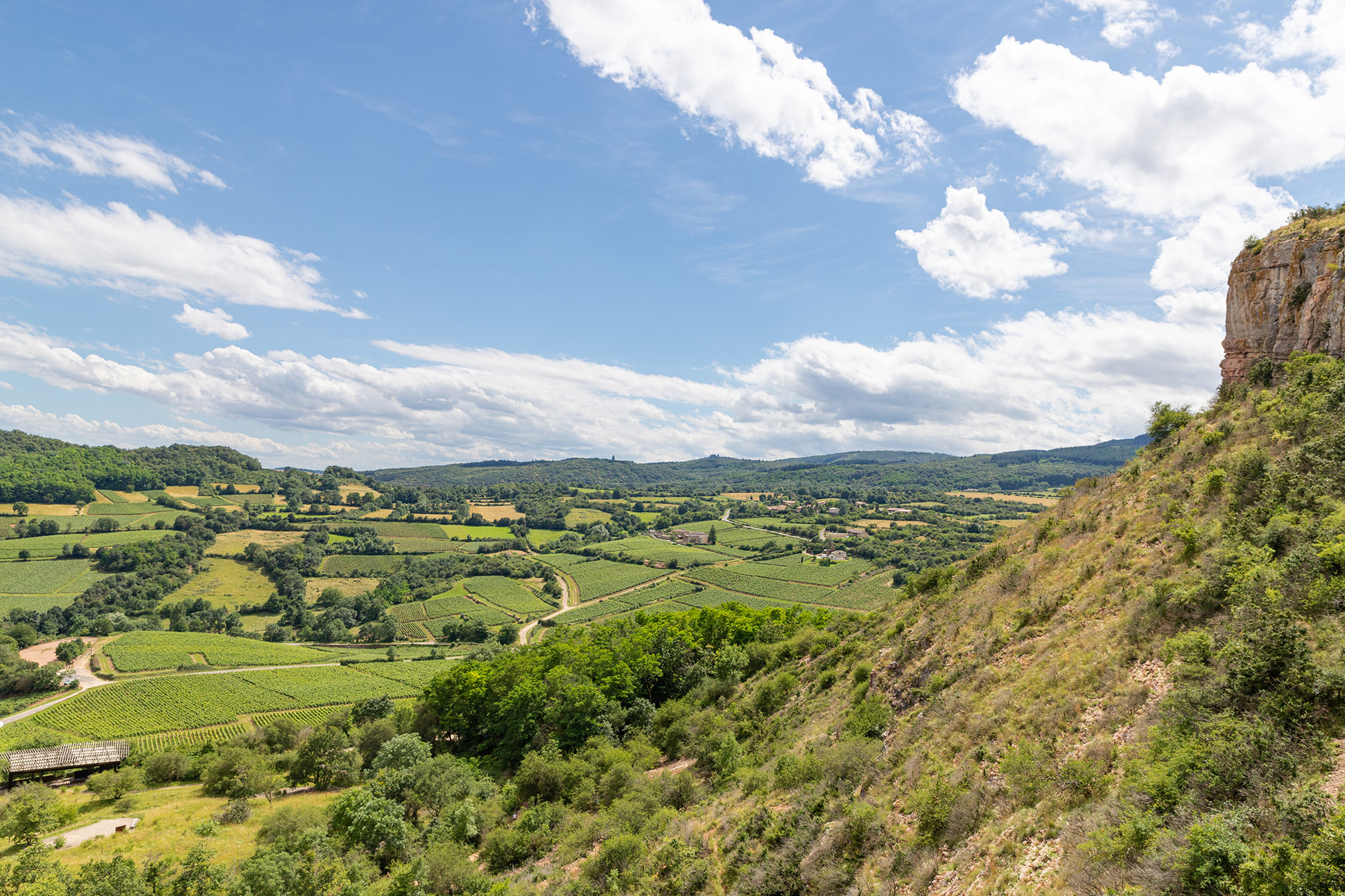 The Rock of Solutré and the wine region of Solutré-Pouilly